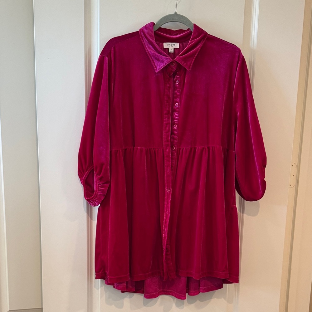 Umgee Fuchsia Velvet Blouse